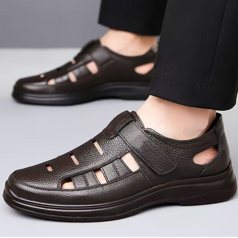 【40-45】Sandalias de verano para hombre de piel auténtica: Excelente transpirabilidad y muy cómodas de llevar.