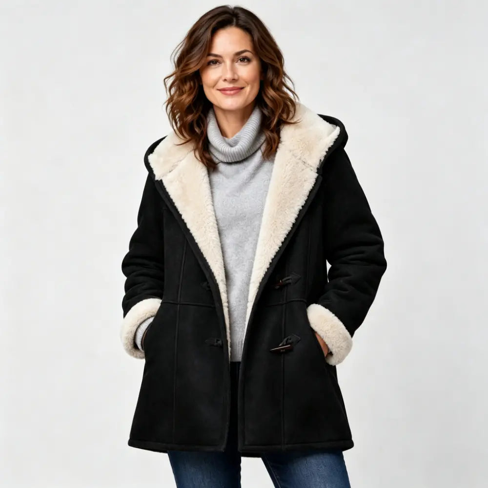 🐏🥼50% OFF💖 Elegantní a teplý dámský kabát z imitace semiše s fleecovou podšívkou, velikosti S-5XL, ležérní zimní bunda