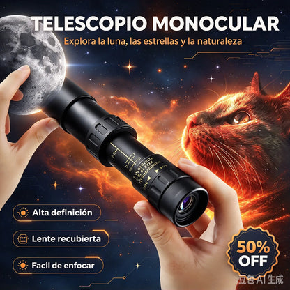 Monocular 10-300x40 con zoom – visión HD de alta potencia para actividades al aire libre y uso nocturno