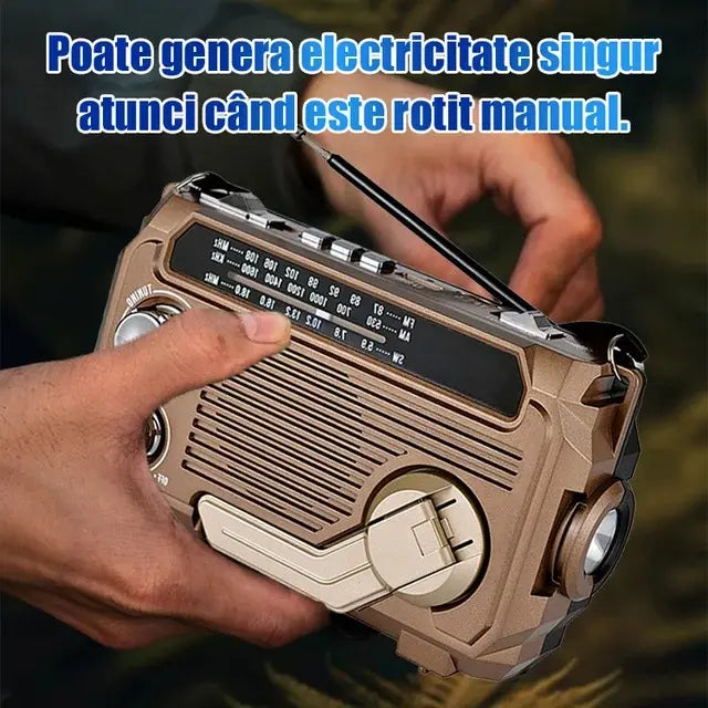 🔦 Přenosné nouzové rádio s ručním klikovým dobíjením a LED svítilnou