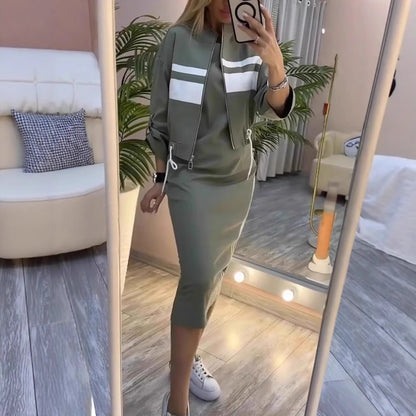 💕😍Vestido moderno de cuello redondo y chaqueta de mujer de 2026, traje casual