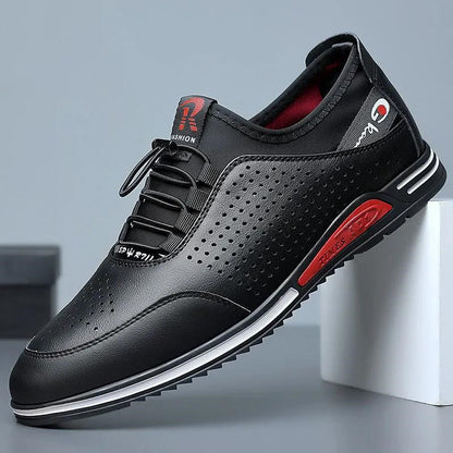 【39-44】Zapatos casuales de cuero genuino transpirables de verano para hombres.