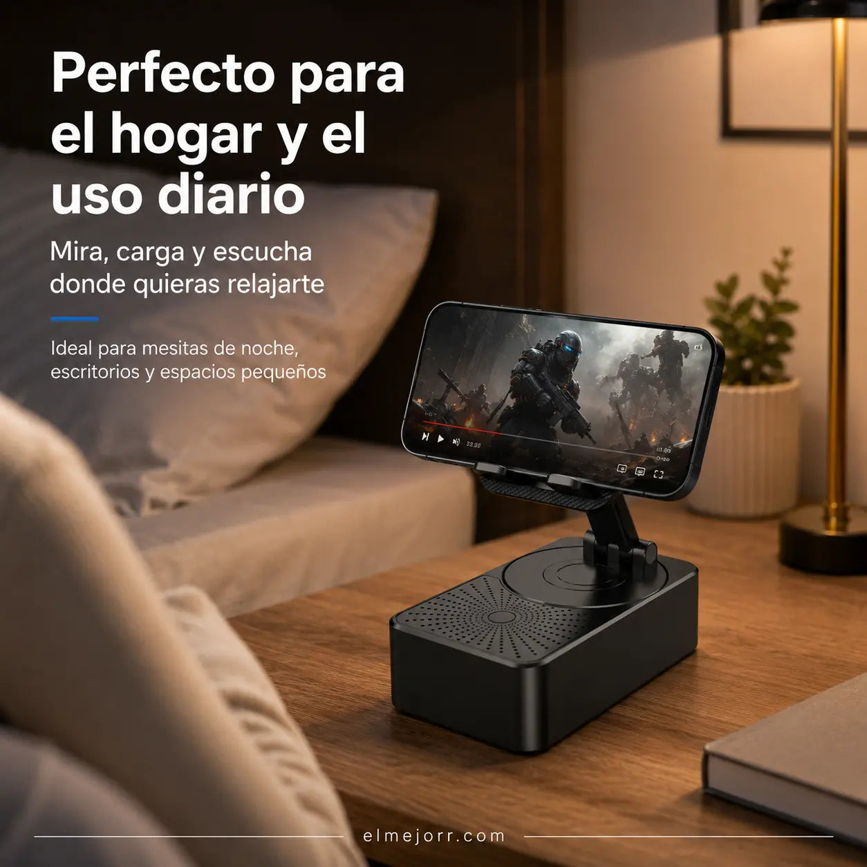 🔥 3 en 1: Altavoz Bluetooth + Cargador + Soporte 360° para Móvil 📱🔊⚡