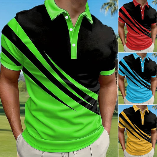 👔🔥 Pago contra entrega✅️【S-6XL】 Nueva camiseta polo de hombre de verano con estampado a rayas en 3D【40-130 kg】