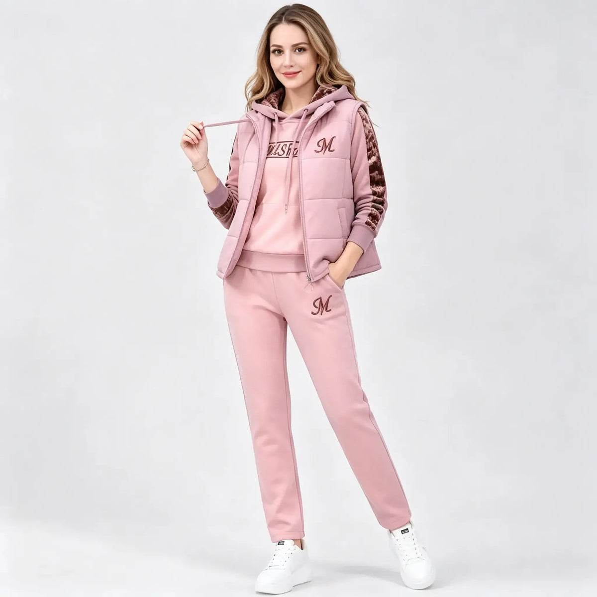 🔥🔥Elegante conjunto cálido de 3 piezas para otoño e invierno【Top + Chaleco + Pantalones】