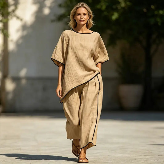 🔥Conjunto informal de verano de 2 piezas: material ultratranspirable, corte holgado que absorbe el sudor, tallas S-5XL.