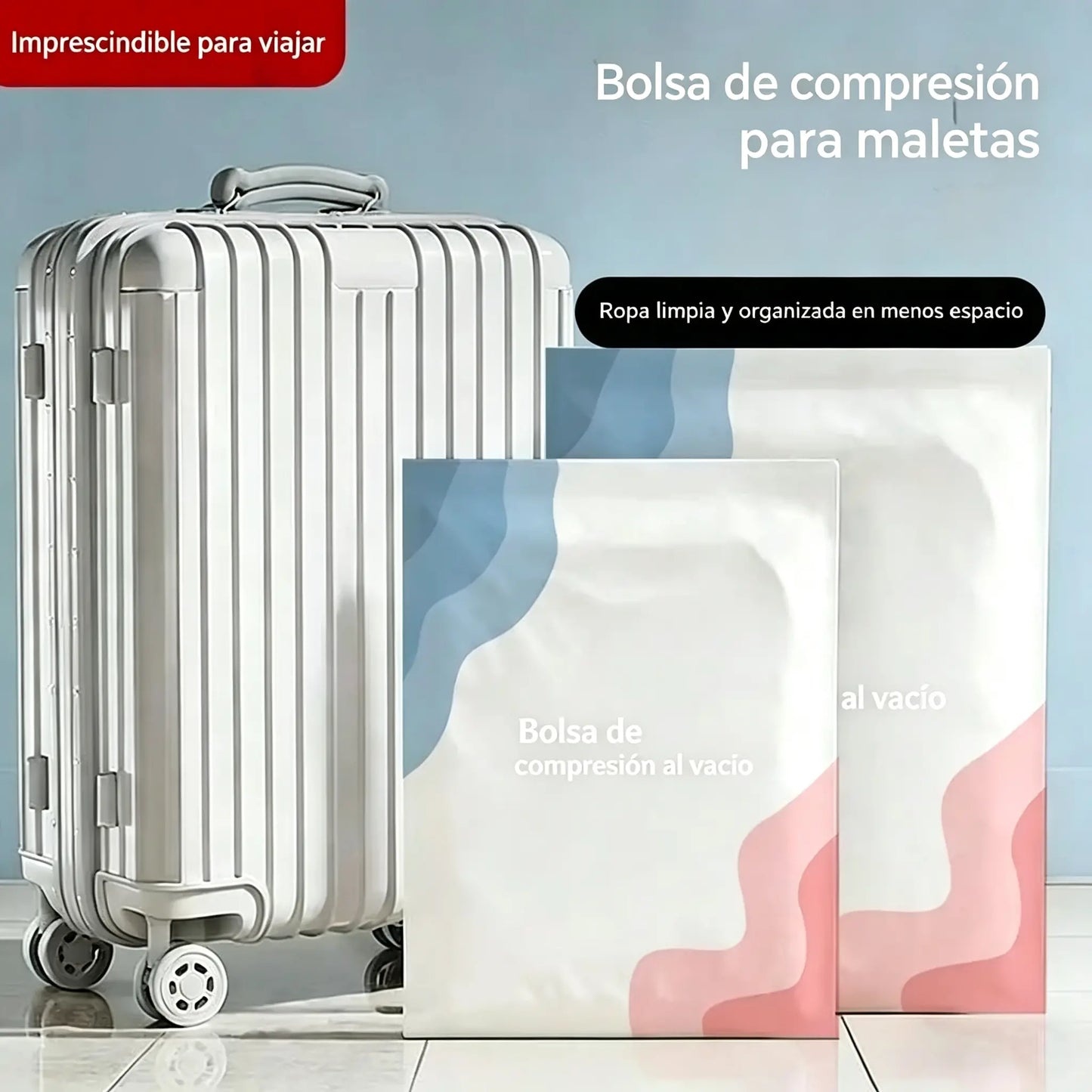 🧳 5 artículos por solo 29 € 💨 Bolsas de almacenamiento al vacío grandes y plegables: No necesitan bomba de aire, excelente sellado, ideales para ahorrar espacio en tu maleta y en casa ✈️