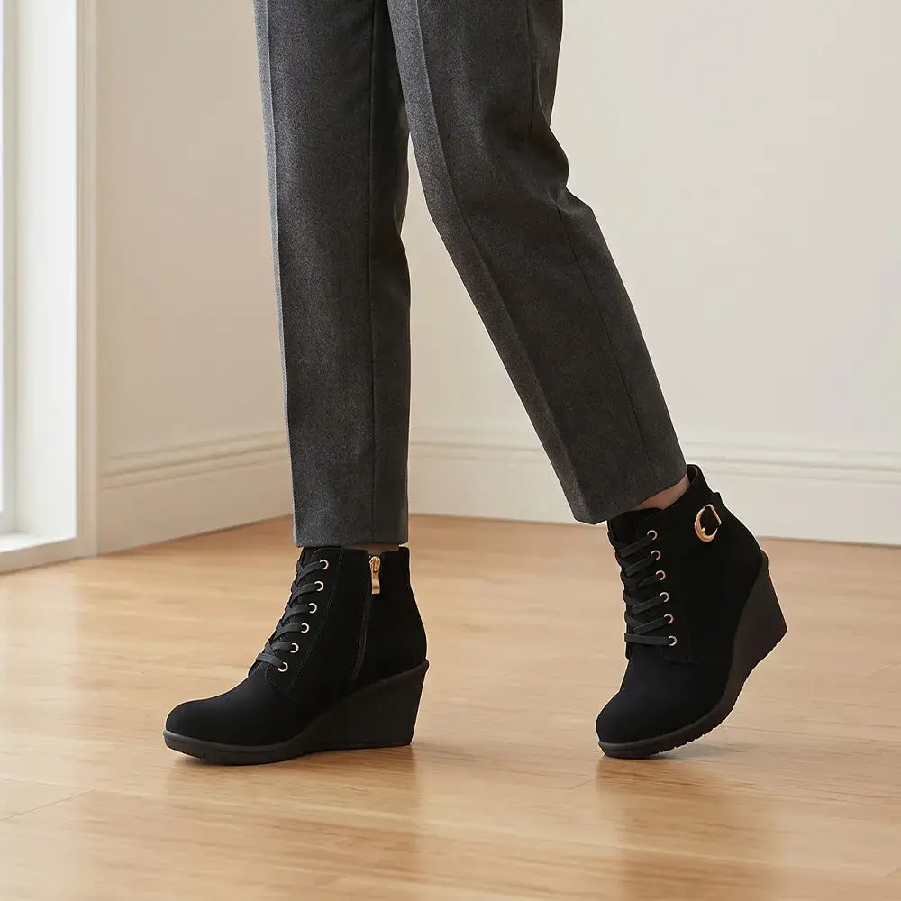 【35-42】👢 Botines de invierno con cuña para mujer: una opción elegante y estable para los días fríos.