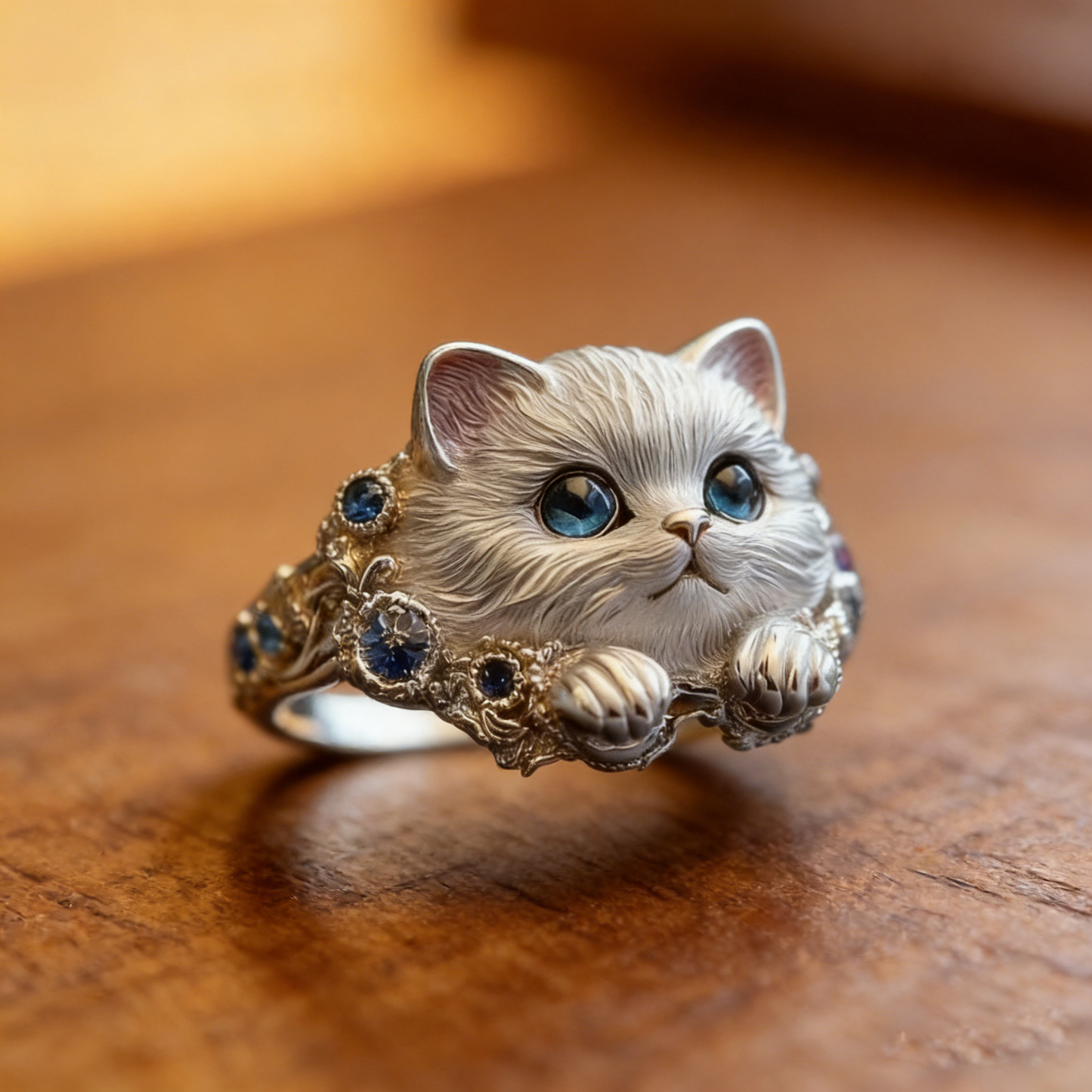 🎁😍🎁😍Dos artículos por solo 28 euros: un sencillo y elegante anillo de gatito de plata de ley 925 con incrustaciones de diamantes.