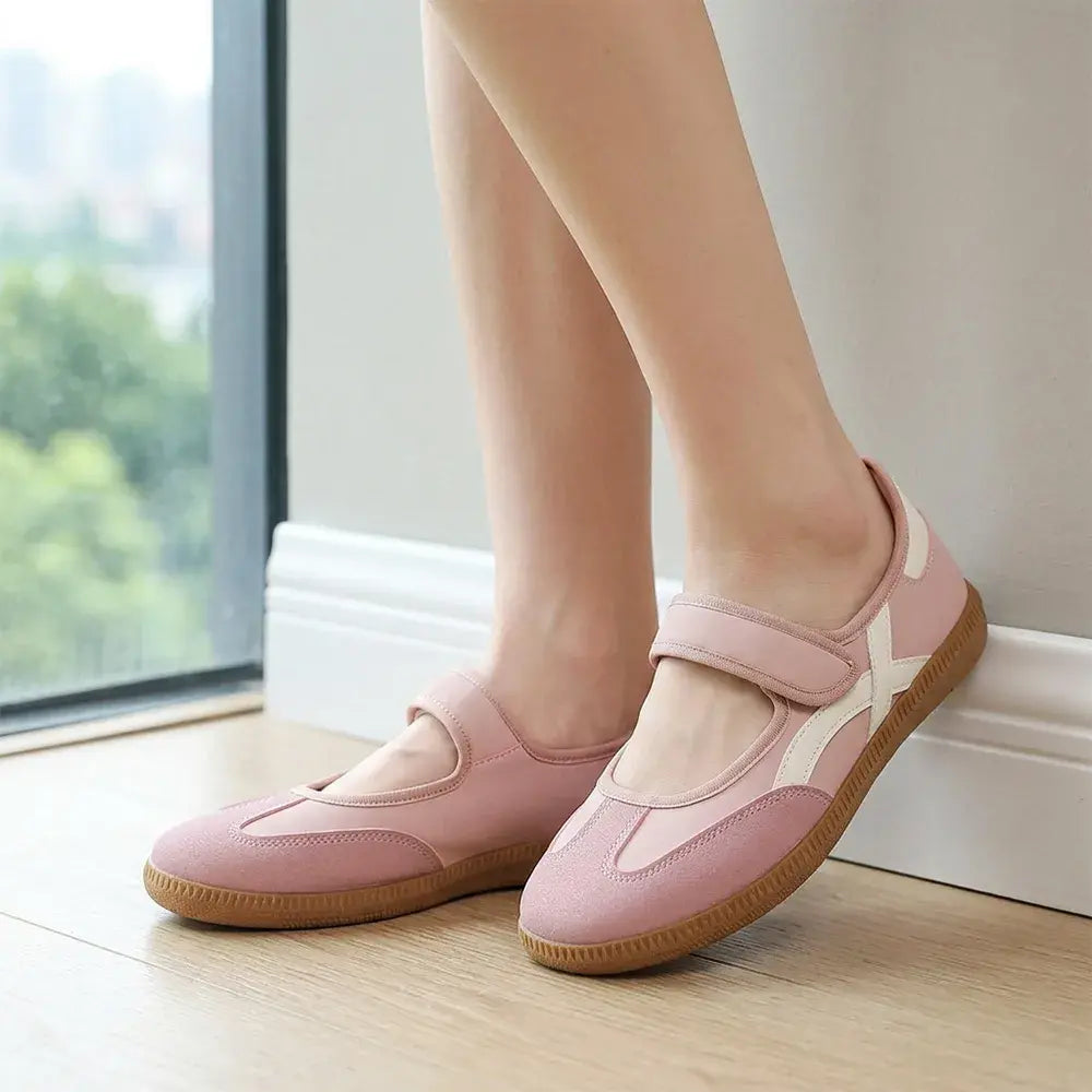 【36-42】Zapatillas planas informales de estilo retro para mujer con diseño de bloques de color.