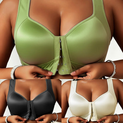 😍👙【Paquete de 3 piezas】【40-100 kg】Sujetador de mujer sin aros con cierre frontal