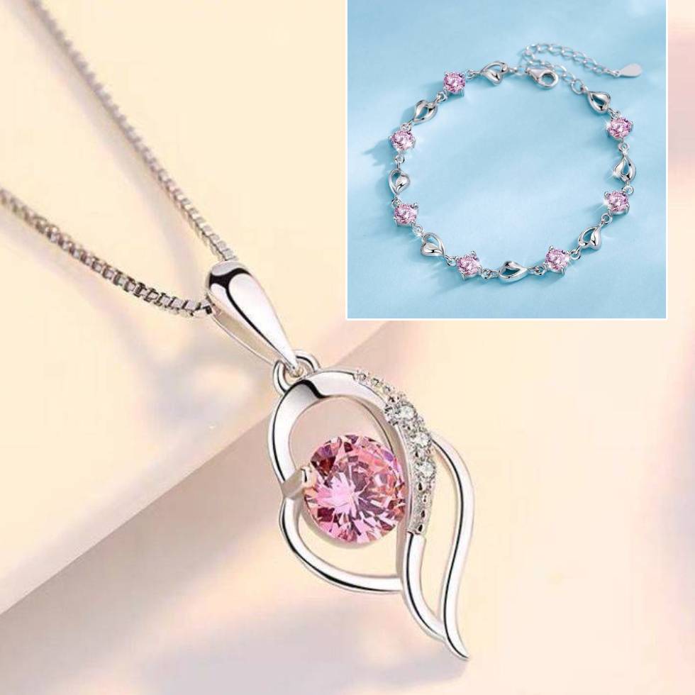 ✨✨【¡Compra 1 y llévate otro gratis!】💎 Conjunto de pulsera y collar Corazón del Océano en plata de ley 925
