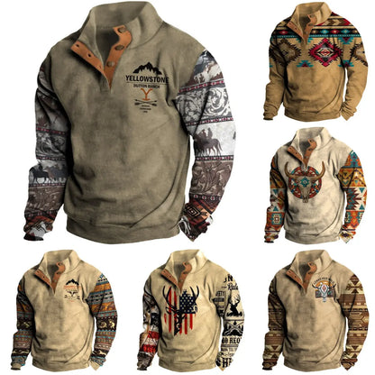 【50% de descuento】【S-3XL】Sudadera informal retro estampada para hombre, nueva colección otoño/invierno 2026