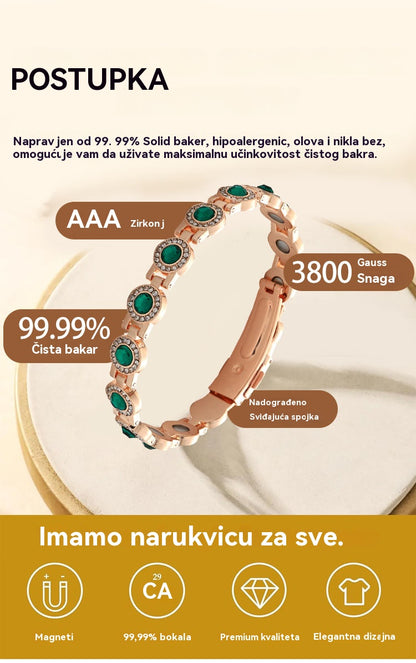 ✨Pulsera magnética de aleación de lujo con estilo, pulsera magnética de circonita de cobre puro