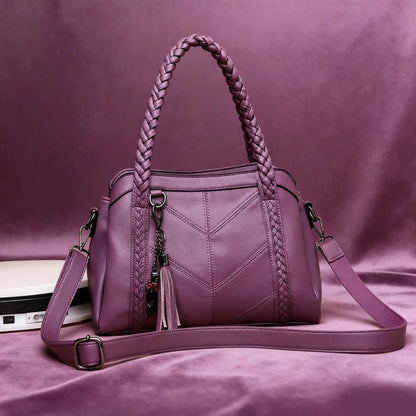 👜💟【50% DE DESCUENTO】Bolso de mano de cuero suave, gran capacidad, tres compartimentos, resistente al agua y a los arañazos.