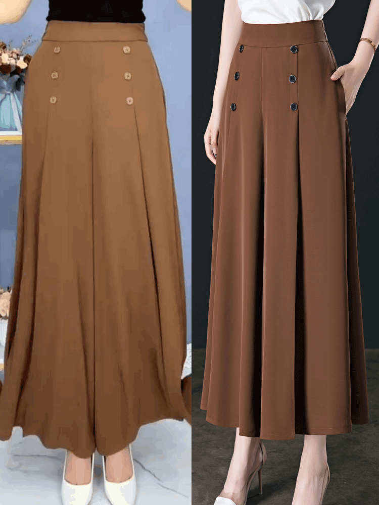 🔥【Oferta por tiempo limitado】Falda de pantalón de pierna ancha y cintura alta drapeada a la moda para mujer