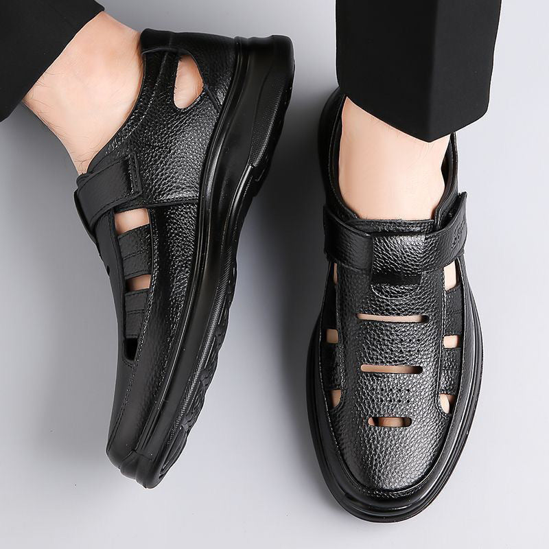 【40-45】Sandalias de verano para hombre de piel auténtica: Excelente transpirabilidad y muy cómodas de llevar.