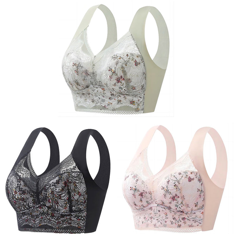 🔥【3 piezas】💕【40kg-100kg】🎁Sujetador de talla grande de seda de hielo sin costuras, transpirable y ajustable