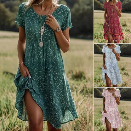 👗【S–3XL】Nové prodyšné šaty s potiskem, přiléhavý střih pro zeštíhlující efekt, ležérní a univerzální