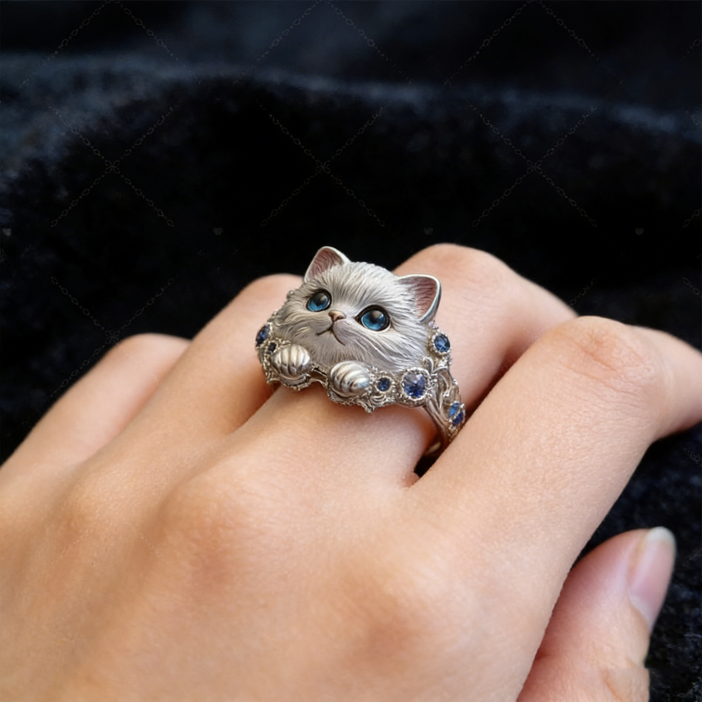 🎁😍🎁😍Dos artículos por solo 28 euros: un sencillo y elegante anillo de gatito de plata de ley 925 con incrustaciones de diamantes.