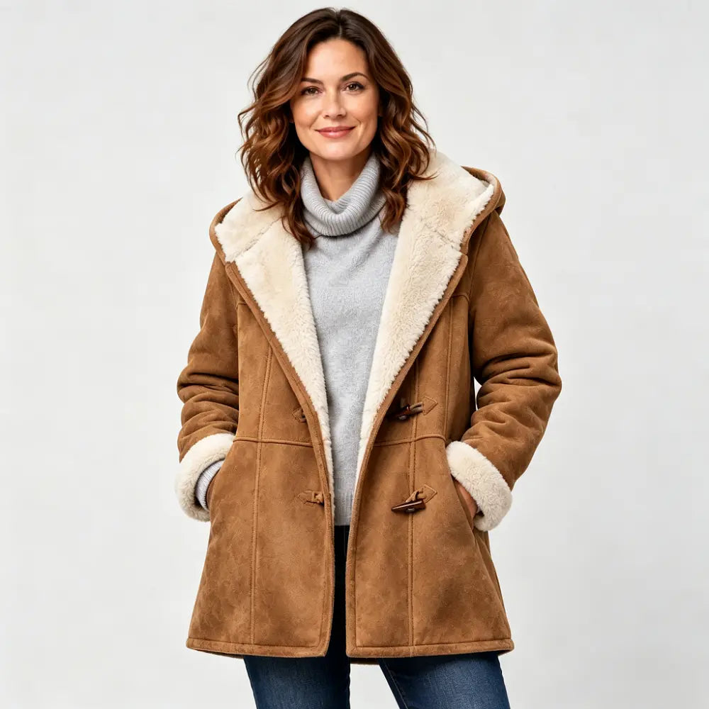 🐏🥼50% OFF💖 Elegantní a teplý dámský kabát z imitace semiše s fleecovou podšívkou, velikosti S-5XL, ležérní zimní bunda
