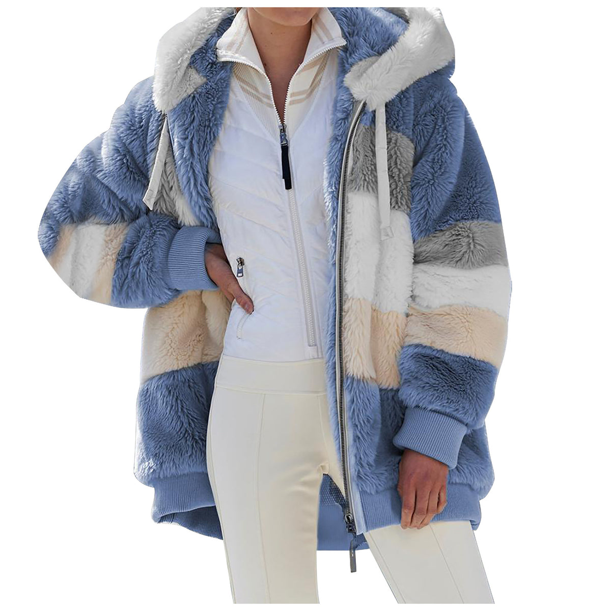 ☃️Oferta limitada, 35% de descuento❄️【S-5XL】Nueva chaqueta de invierno para mujer 2026, gruesa con franjas de felpa