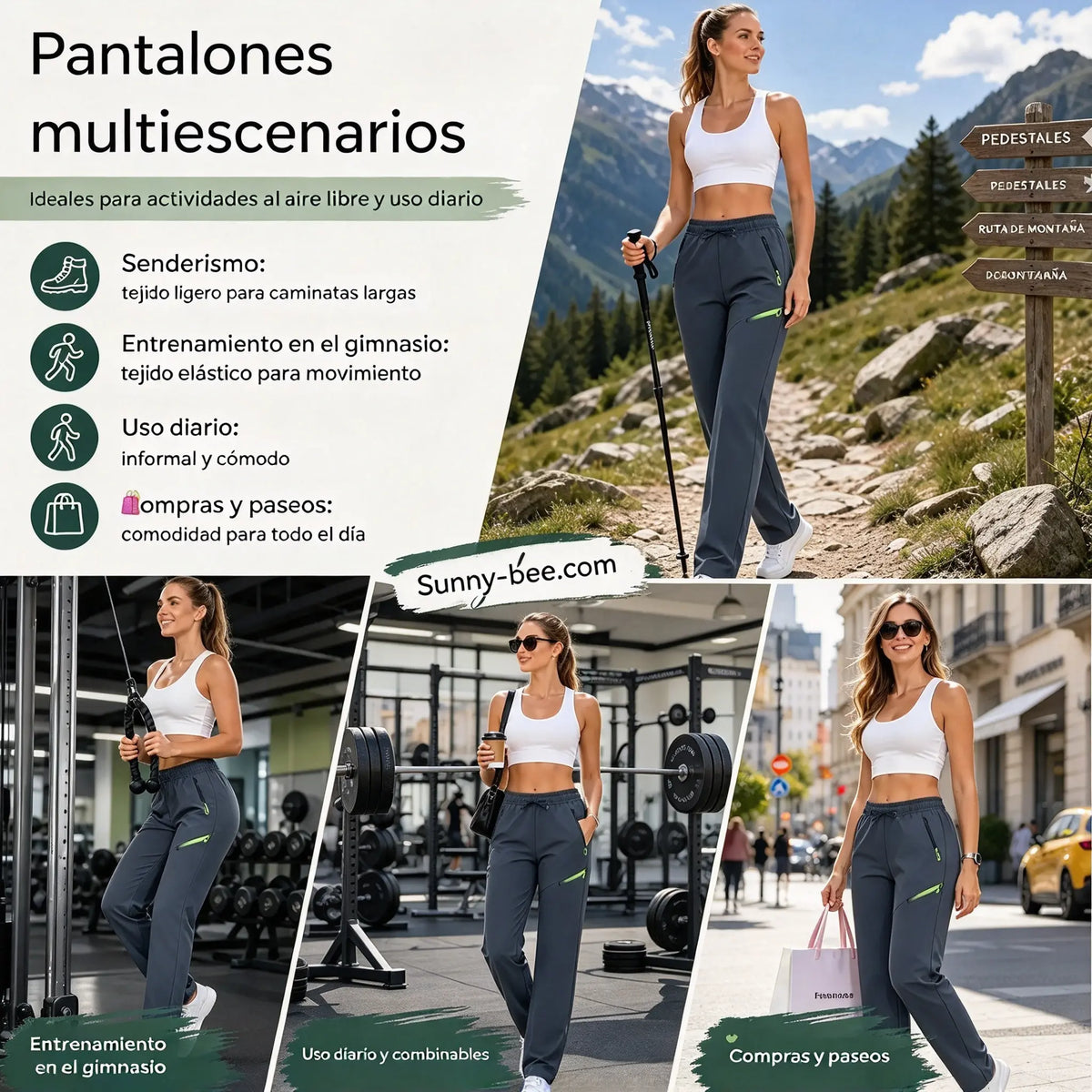⏳ Oferta por tiempo limitado 🔥 Pantalones cargo de corte recto para mujer — Cintura elástica; ideales para el trabajo, viajes y el día a día 👖✨