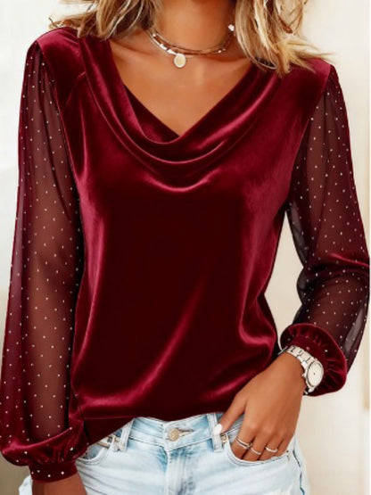 🔥Camiseta de mujer de manga larga con cuello en V 2026 confeccionada en nuevo tejido de malla del año