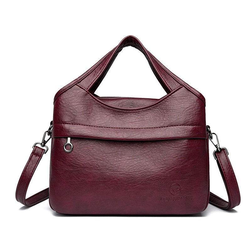 👜Bolso de hombro retro de gran capacidad para mujer, sencillo y versátil, de color sólido, bolso de viaje informal de piel suave de alta calidad.