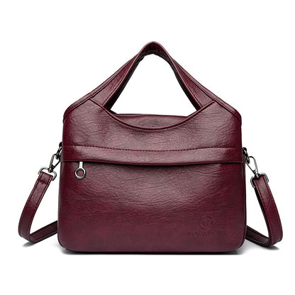 👜Bolso de hombro retro de gran capacidad para mujer, sencillo y versátil, de color sólido, bolso de viaje informal de piel suave de alta calidad.
