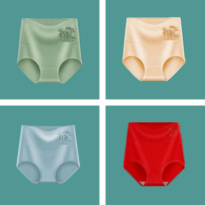 🩲【4 piezas】【45-90kg】💟 Ropa interior antibacteriana de cintura alta fabricada en puro algodón que no deja marcas.