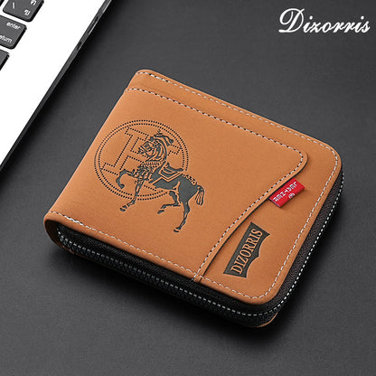 🔥🔥【Compre 1 y obtenga 1 gratis】Nueva y elegante cartera corta con cremallera de estilo retro para hombre.