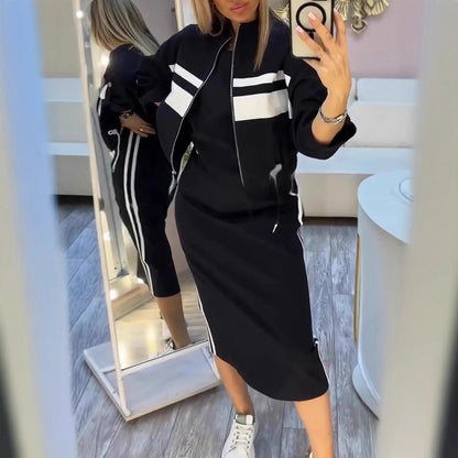 💕😍Vestido moderno de cuello redondo y chaqueta de mujer de 2026, traje casual