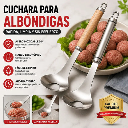 🍖 【2 piezas】Molde para albóndigas de acero inoxidable 304 – ideal para hacer albóndigas de carne y de pescado, perfecto para cocinar en casa 🥄