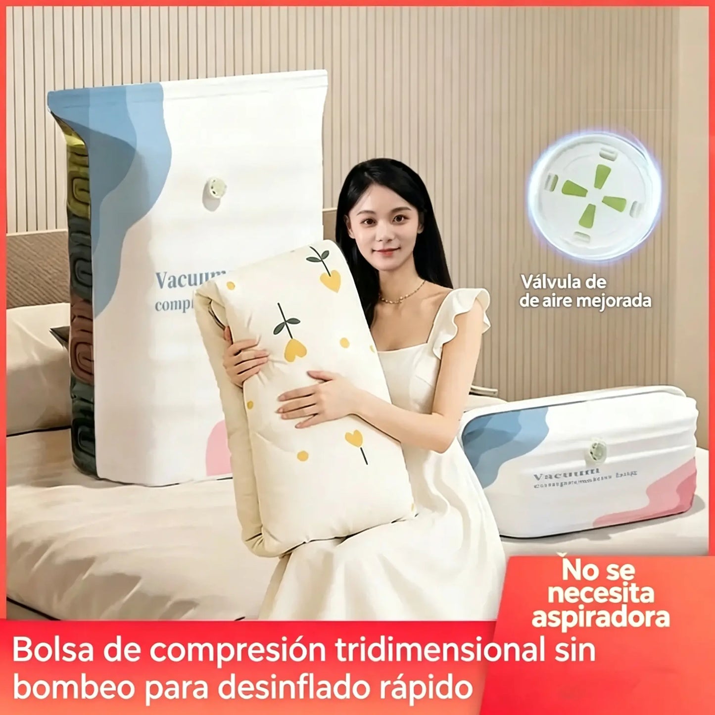 🧳 5 artículos por solo 29 € 💨 Bolsas de almacenamiento al vacío grandes y plegables: No necesitan bomba de aire, excelente sellado, ideales para ahorrar espacio en tu maleta y en casa ✈️