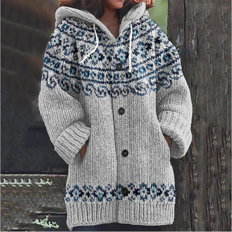 🔥🔥【S–5XL】✨ Nueva chaqueta de punto con capucha y diseño colorido para otoño/invierno
