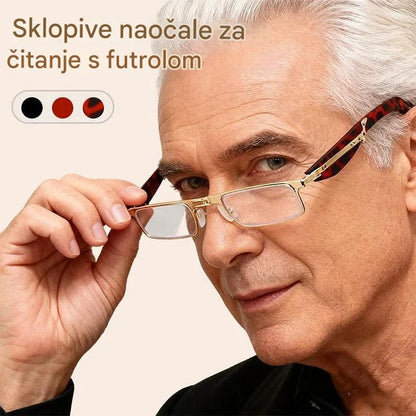 🔥【Kupite 1, dobijte 1 gratis】Sklopive naočale za čitanje s anti-plavim svjetlom i futrolom