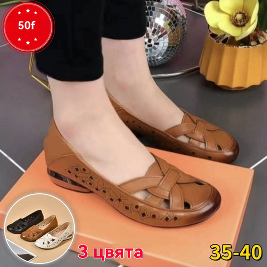 🔥 Oferta por tiempo limitado 💞 【Tallas 35-40】 Nuevas sandalias de mujer 2026, diseño de punta redonda, material de cuero genuino, tacón bajo.