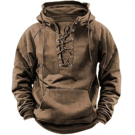 💥【S-3XL】Nueva sudadera vintage para hombre con cordón y multibolsillos — Pulóver de corte holgado y tallas grandes