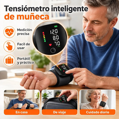 👴🩺 Tensiómetro de muñeca recargable de grado médico con precisas indicaciones por voz: un dispositivo para medir la presión arterial en casa, pensado para personas mayores.