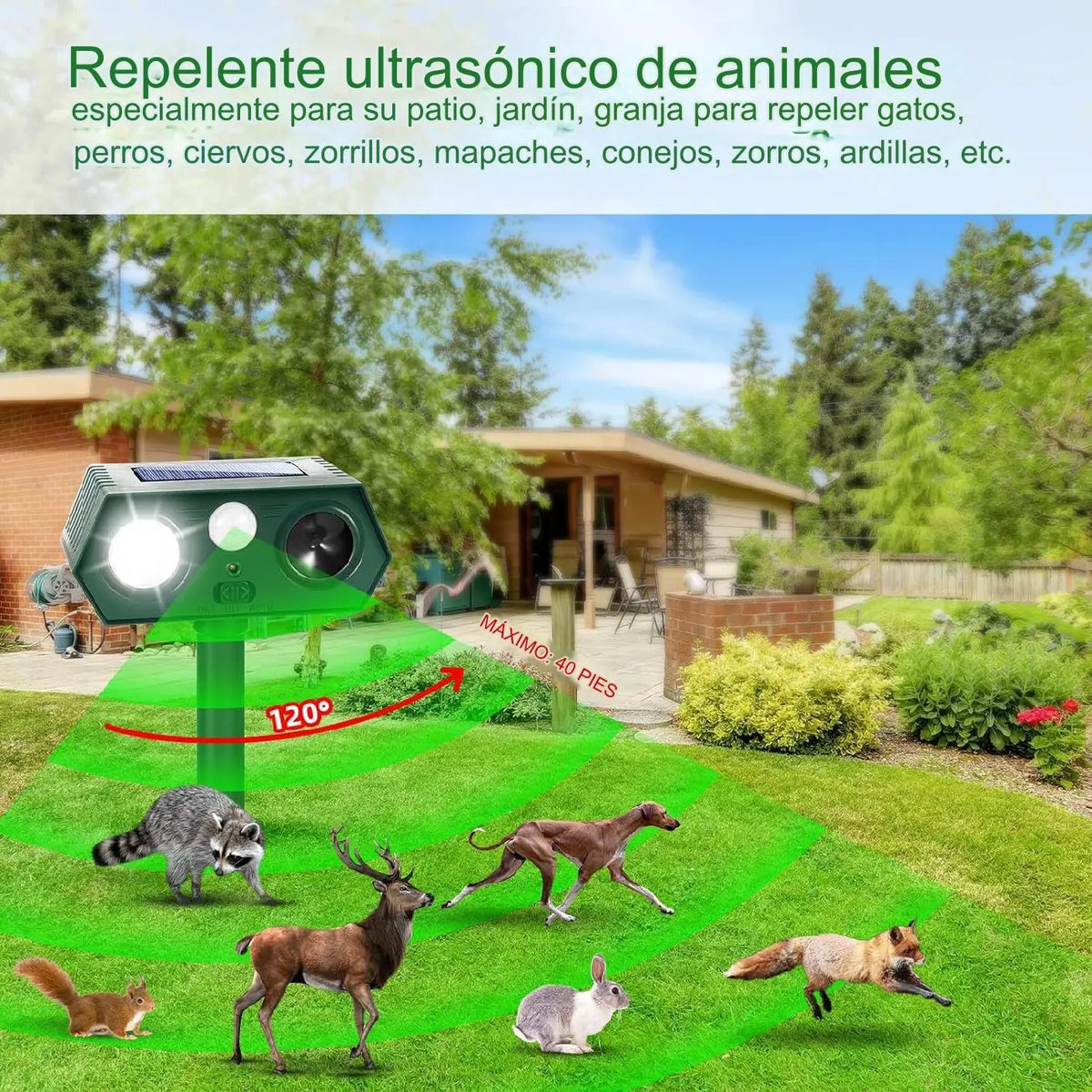 🔥【50% OFF】🐅Repelente ultrasónico de animales salvajes alimentado por energía solar
