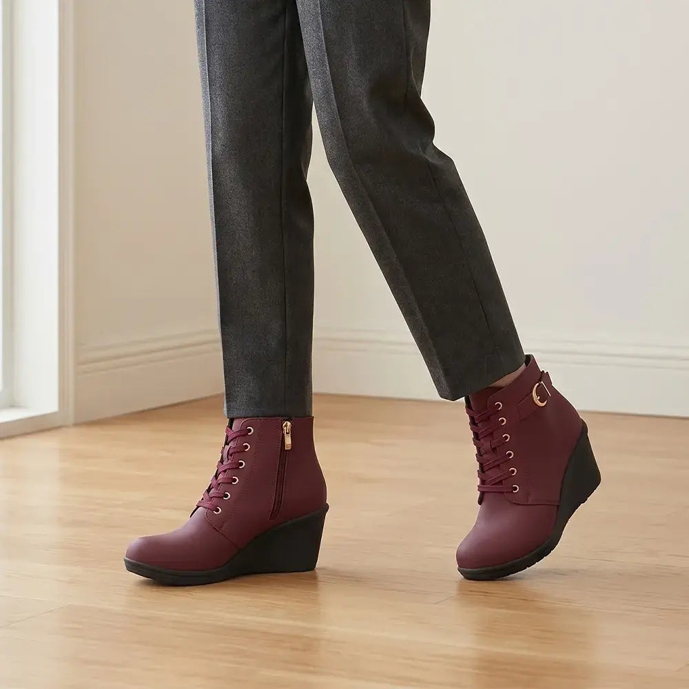 【35-42】👢 Botines de invierno con cuña para mujer: una opción elegante y estable para los días fríos.