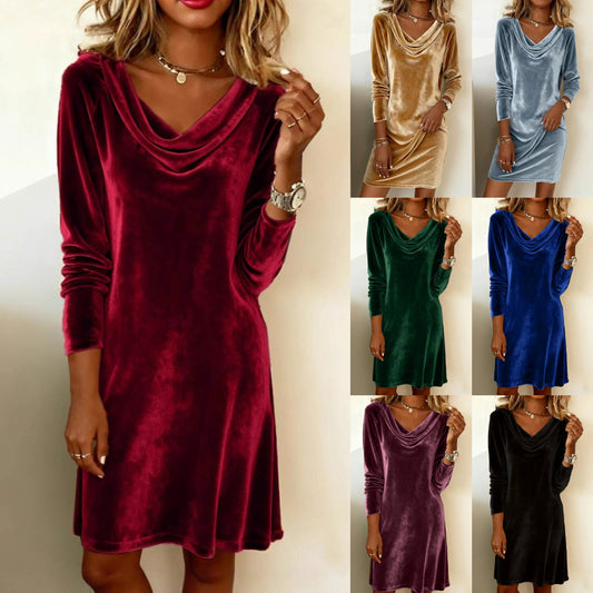 【S-3XL】Vestido de terciopelo holgado para mujer, estilo lujoso