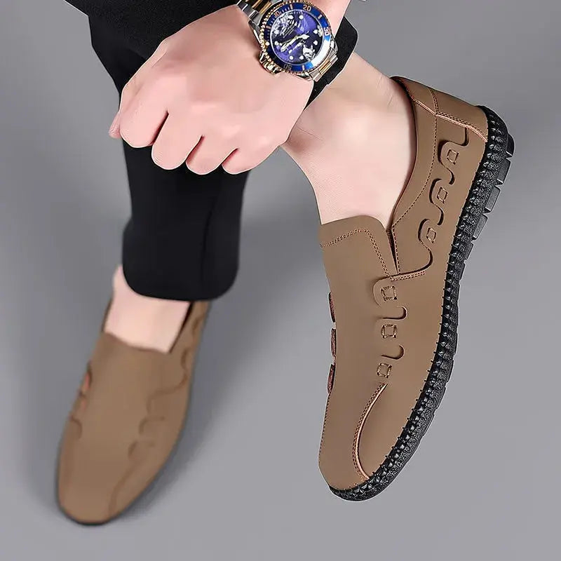 【38-44】Zapatos casuales de cuero genuino transpirables para hombre