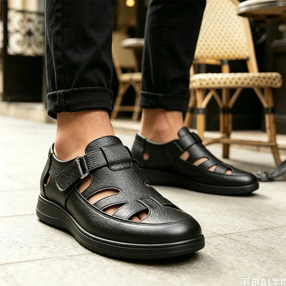 【Oferta especial de último día】👞Sandalias de cuero genuino para hombre, elegantes y cómodas
