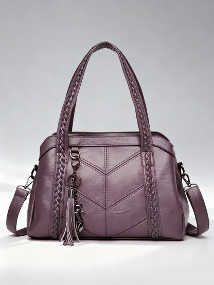 👜💟【50% DE DESCUENTO】Bolso de mano de cuero suave, gran capacidad, tres compartimentos, resistente al agua y a los arañazos.