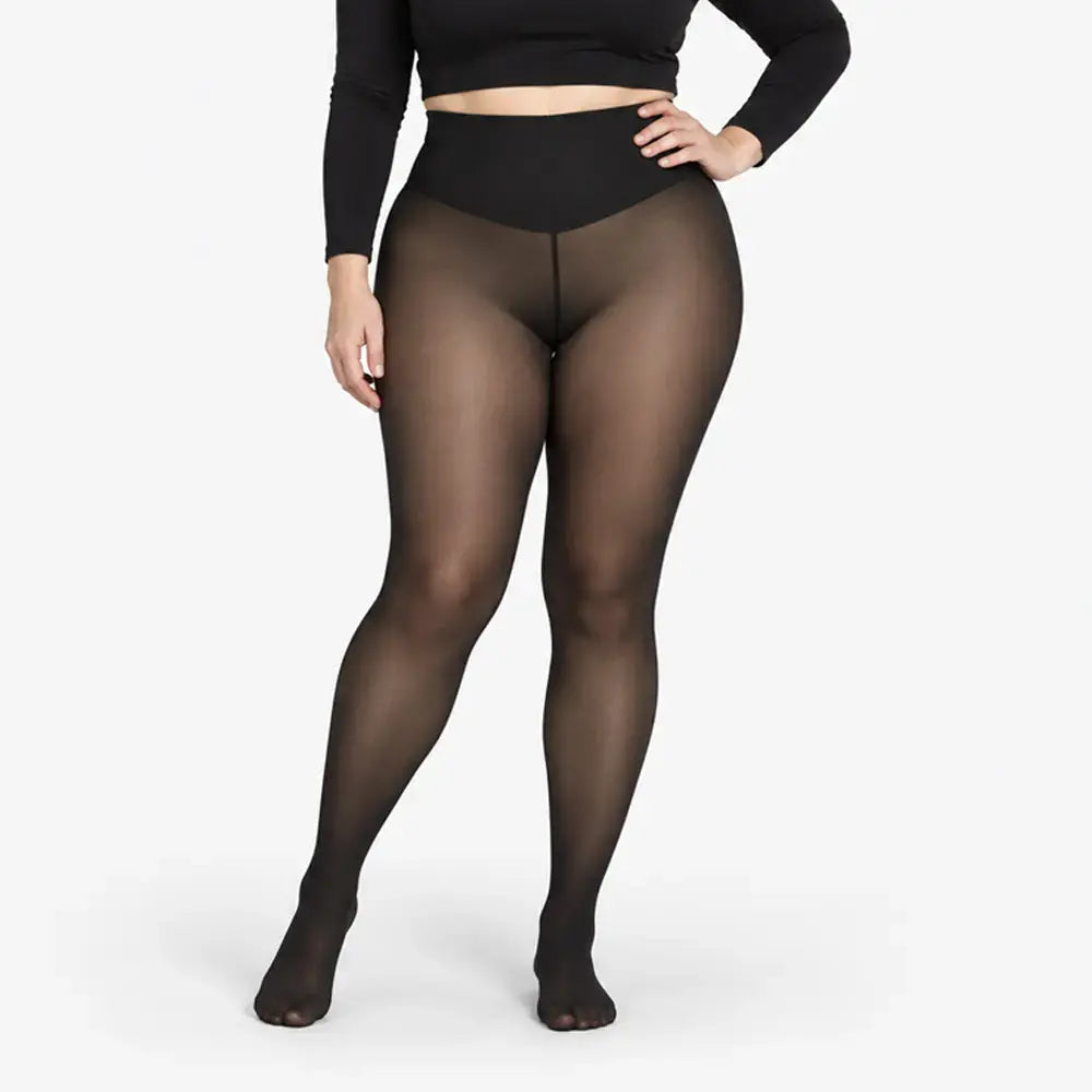 ✨【XS-3XL / 4 colores】 Leggings con forro polar y efecto semitransparente; diseño con una única costura en la parte delantera y trasera. Son leggings semitransparentes que funcionan como capa base.