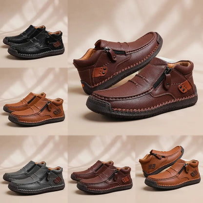 👞【38-48】Pánské řidičské boty, vyrobené z vysoce kvalitní kůže, ručně vyrobené, protiskluzové - široká špička, podpora klenby ✅️Dobírka