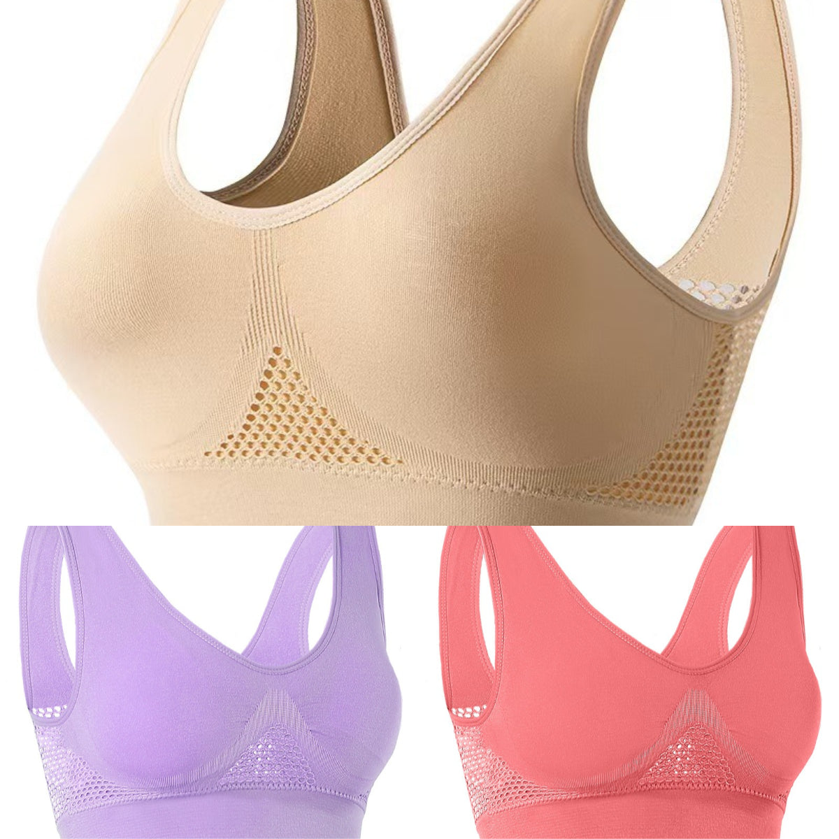 【 🔥OFERTA DE FIN DE TEMPORADA】😍【Paquete de 3】Sujetador sin costuras para tallas grandes ❤️ Transpirable y refrescante【40-120KG】