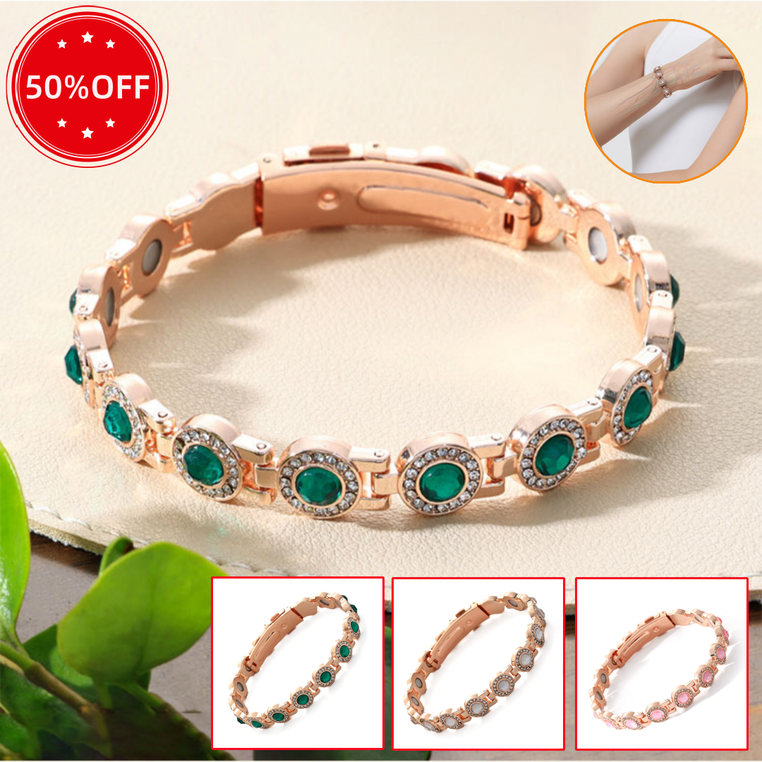 ✨Pulsera magnética de aleación de lujo con estilo, pulsera magnética de circonita de cobre puro